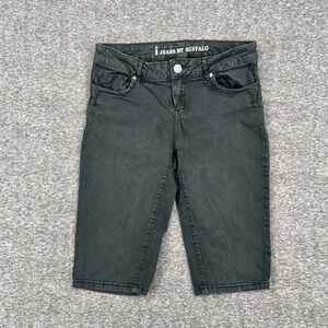i Jeans by Buffalo Womens black Denim Bermuda Shorts Dark Wash Knee Length